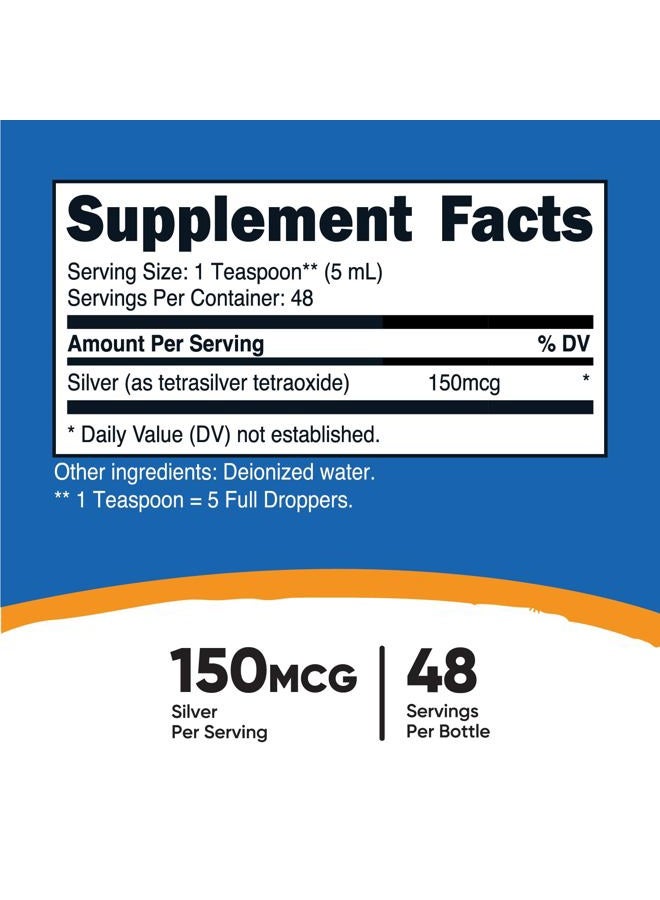 Nutricost Colloidal Silver 8oz 150mcg - Cobalt Blue Glass Bottles, Bio-Active Colloidal Silver - Image 2