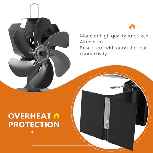 XTIMES Wood Stove Fan Heat Powered Fireplace Fan with Magnetic Thermometer Thermoelectric Fan for Wood Burning Stove/Pellet/Log Burner - Image 5