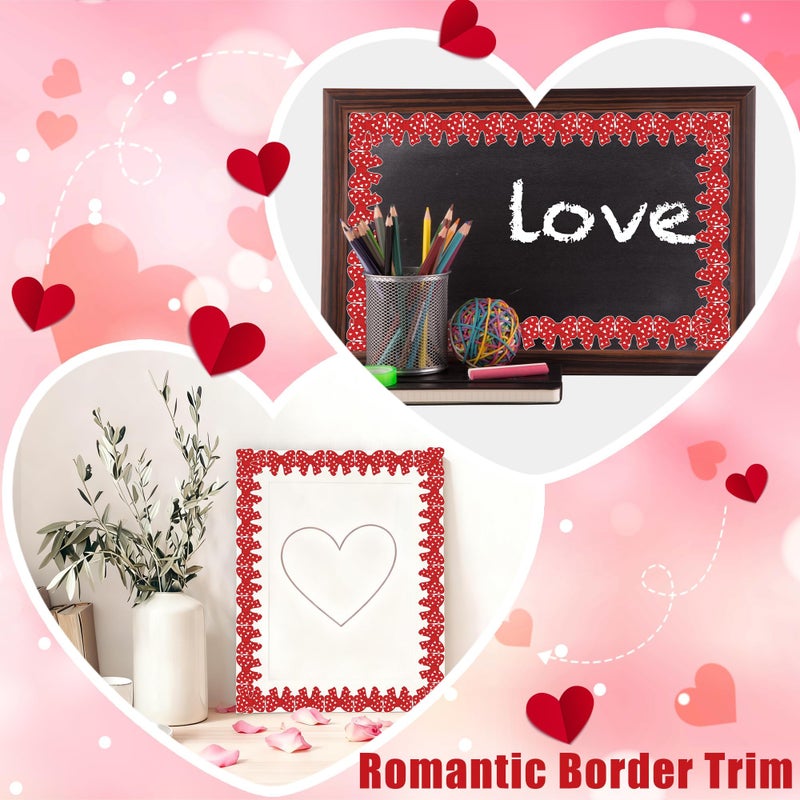 Aodaer 65.6Ft Valentine Bow Bulletin Board Border Red Bow Tie & Heart Die-Cut Border Trim Valentine Border Decor for Classroom Chalkboard Home Office Wedding Anniversary - Image 5