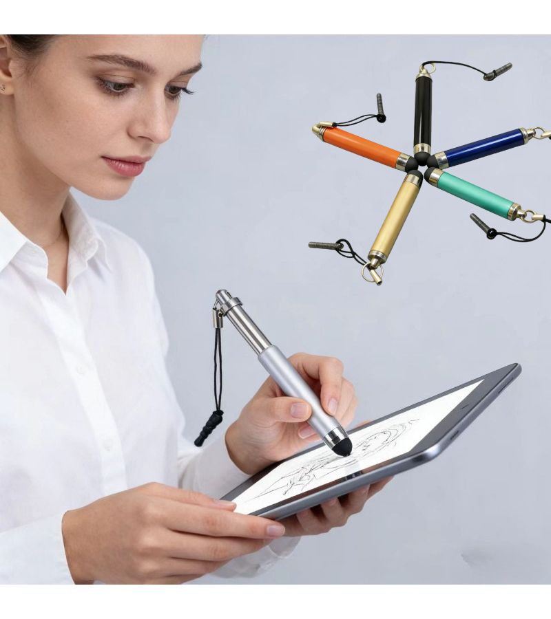 6pcs Mini Retractable Stylus Pen Adjustable Length Compact Portable For Tablets Phones And Other Touchscreen Devices - Image 1