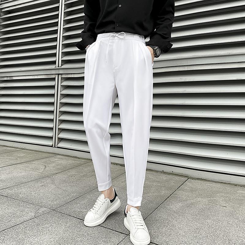 Men'S Jogger Cropped Pants Autumn Casual Loose Versatile Trendy Brand Boys' Magic Tape Drawstring Harem Pants Dress Pants Men - Image 1