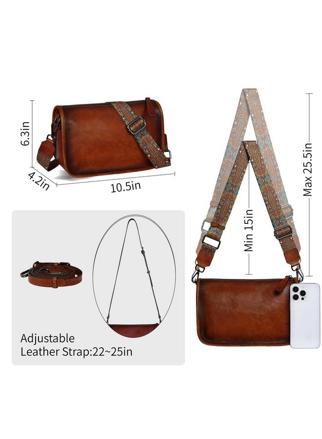 HESHE حقائب جلدية عبر الجسم وحقائب هوبو للنساء حقائب صغيرة على الكتف حقيبة عبر الجسم حقائب ساتشيل مصممة للسيدات (بني) - Image 3