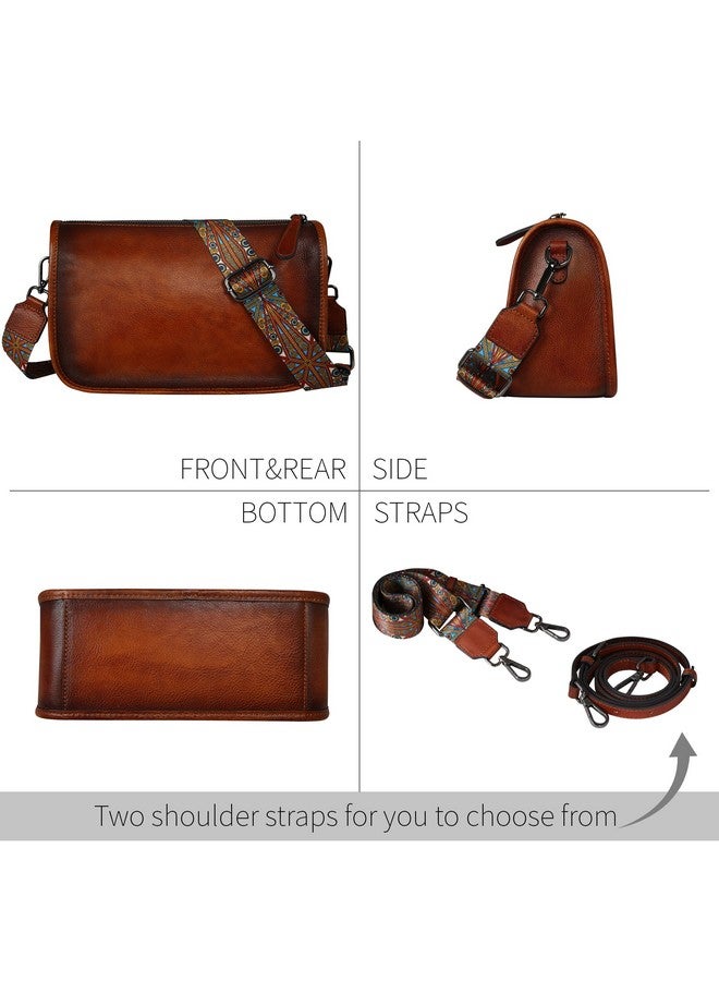 HESHE حقائب جلدية عبر الجسم وحقائب هوبو للنساء حقائب صغيرة على الكتف حقيبة عبر الجسم حقائب ساتشيل مصممة للسيدات (بني) - Image 4