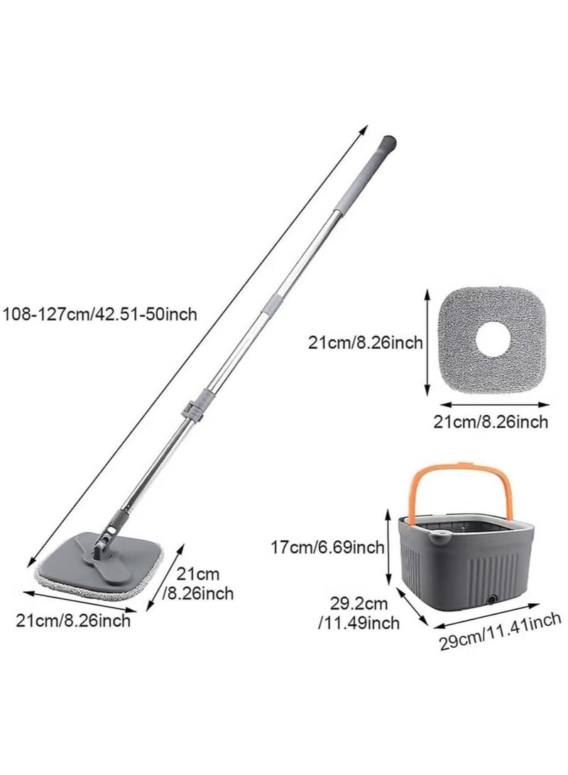 TIGER Spin Mop and Bucket Set with Adjustable Stainless Steel Handle, Self--Wringing 360° Rotating Square Mop-Head – Easy to Use, High Efficiency, for Deep Cleaning Floors, Tiles, and More - Image 2