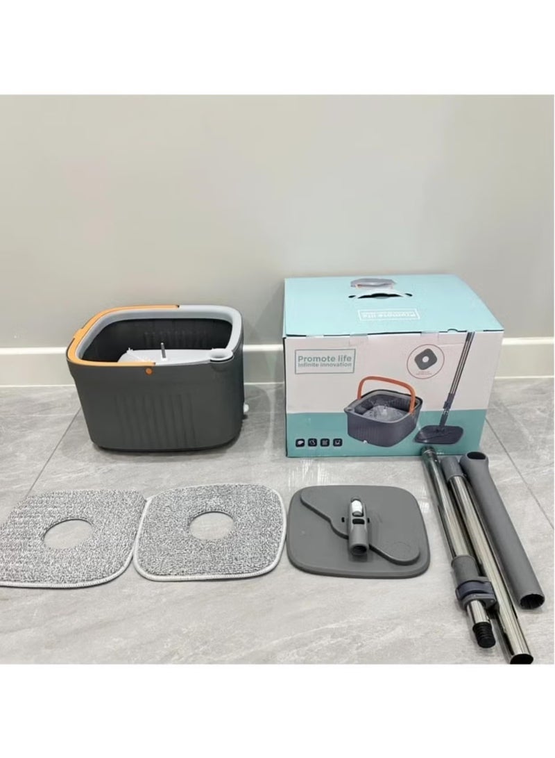 TIGER Spin Mop and Bucket Set with Adjustable Stainless Steel Handle, Self--Wringing 360° Rotating Square Mop-Head – Easy to Use, High Efficiency, for Deep Cleaning Floors, Tiles, and More - Image 3