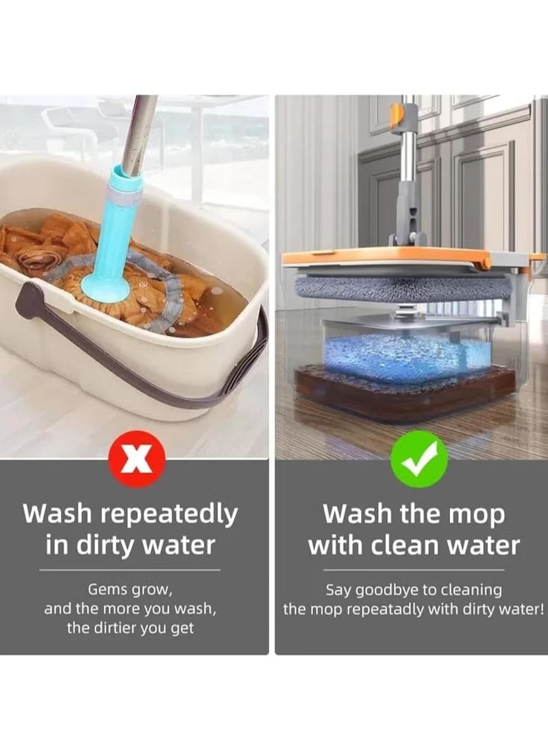 TIGER Spin Mop and Bucket Set with Adjustable Stainless Steel Handle, Self--Wringing 360° Rotating Square Mop-Head – Easy to Use, High Efficiency, for Deep Cleaning Floors, Tiles, and More - Image 4