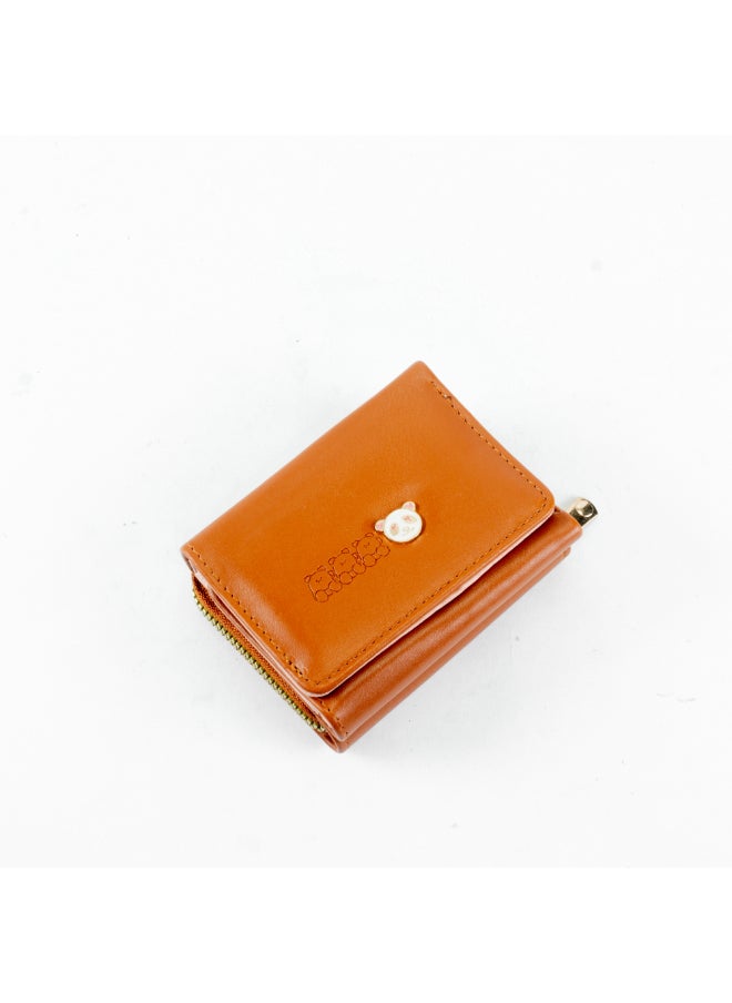 Generic Leather Flip Wallet & Card Holder with Multiple  Pockets and Zipped Pocket Brown  - Image 1