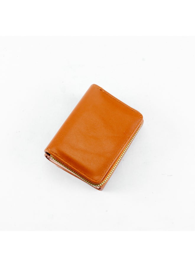 Generic Leather Flip Wallet & Card Holder with Multiple  Pockets and Zipped Pocket Brown  - Image 2