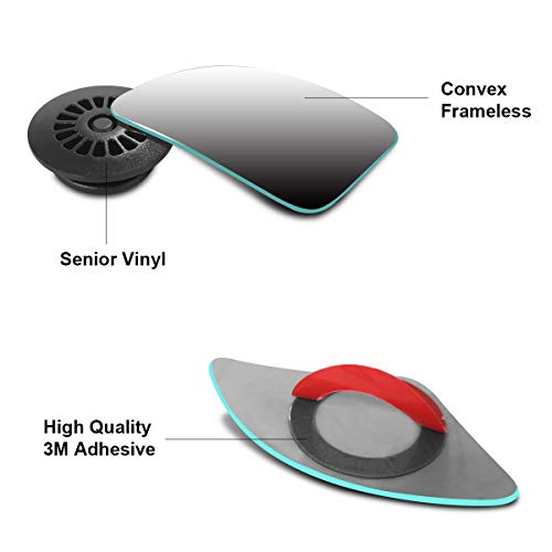 POMFW Blind Spot Mirror, 2 inch Rearview Convex Side Mirrors for Cars SUV Truck Van Stick on 3M Adhesive, Rear View HD Glass Frameless Sway Rotate adjustable Wide Angle 2PCS (Fanshaped) - Image 2