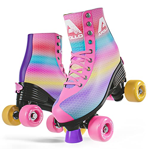 APOLLO Retro Skates - Size Adjustable Quad Skates for Girls & Women - High Heel Rollerskates - Disco Quads - Dancing Queen S / J12-2 - Image 1