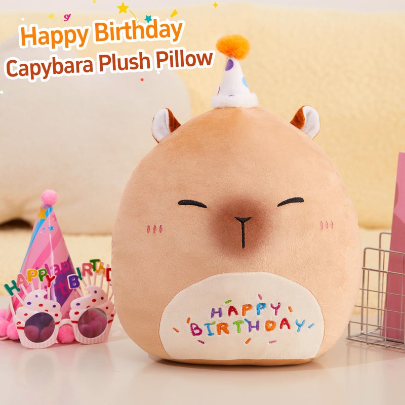 CozyWorld وسادة كابيبارا محشوة للاحتفال بعيد الميلاد 14 بوصة من كوزي وورلد، دمية كابيبارا لطيفة، وسادة عيد ميلاد كابيبارا، ألعاب كابيبارا محشوة كاواي، هدايا عيد ميلاد للأطفال، الزينة لحفلات الأولاد والبنات - Image 2