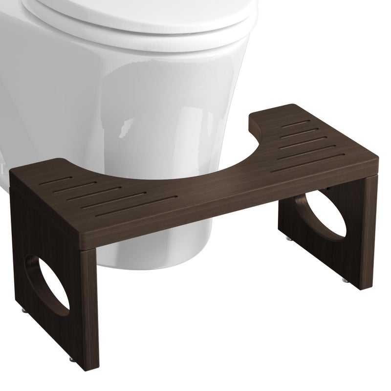 ROMGUAR CRAFT 7 Inch Bamboo Toilet Stool  Foldable Poop Stool  Bathroom Step Stool Squat (Brown) - Image 1
