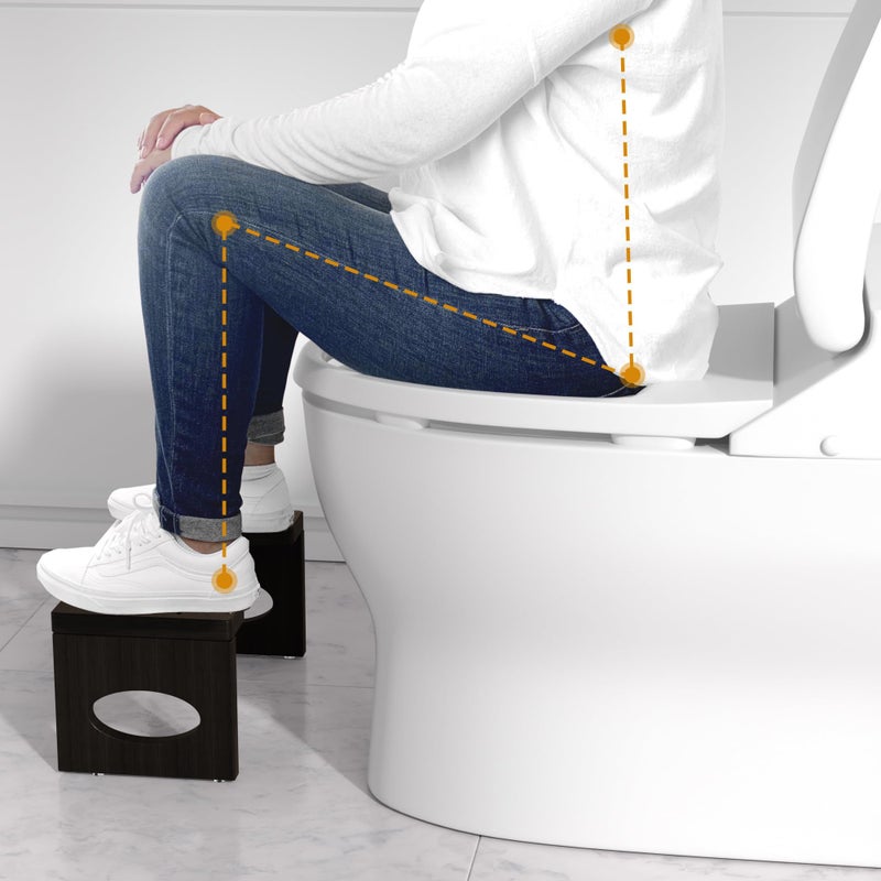ROMGUAR CRAFT 7 Inch Bamboo Toilet Stool  Foldable Poop Stool  Bathroom Step Stool Squat (Brown) - Image 3