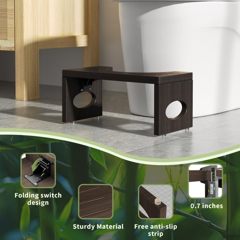 ROMGUAR CRAFT 7 Inch Bamboo Toilet Stool  Foldable Poop Stool  Bathroom Step Stool Squat (Brown) - Image 4