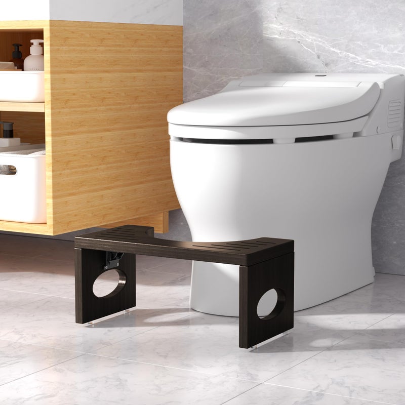 ROMGUAR CRAFT 7 Inch Bamboo Toilet Stool  Foldable Poop Stool  Bathroom Step Stool Squat (Brown) - Image 2