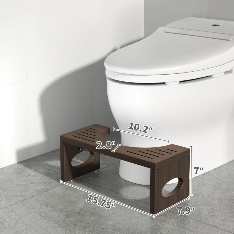ROMGUAR CRAFT 7 Inch Bamboo Toilet Stool  Foldable Poop Stool  Bathroom Step Stool Squat (Brown) - Image 5