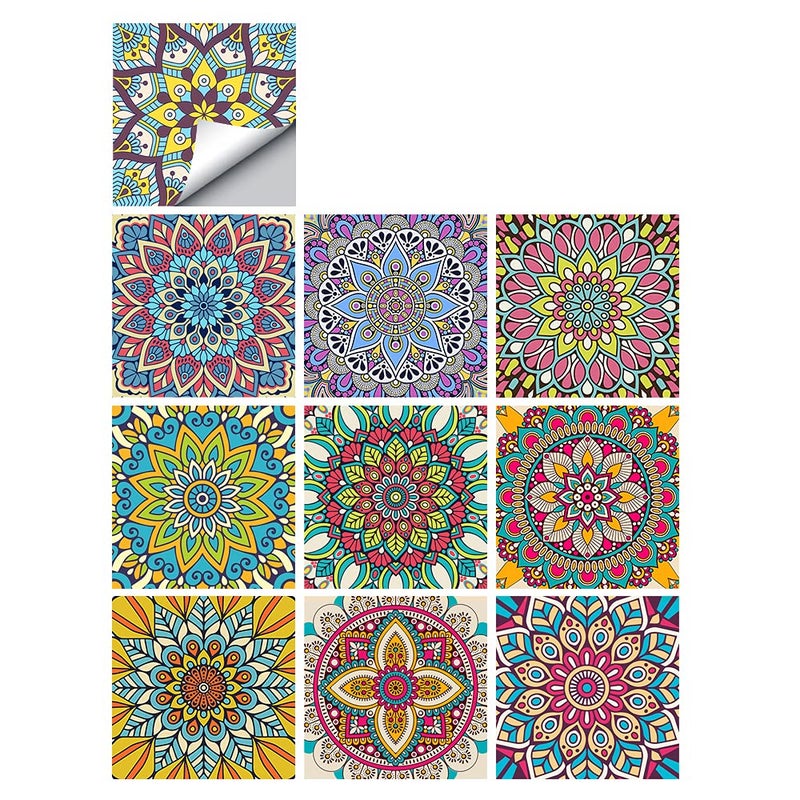 Jacklove 25 PCS Moroccan Style Tile Sticker  4x4 Inch(10x10cm) Traditional DIY Murals  Tile Waterproof Oil Proof Removable Decals for Bathroom & Kitchen Backsplash (MZ-2-195) - Image 1