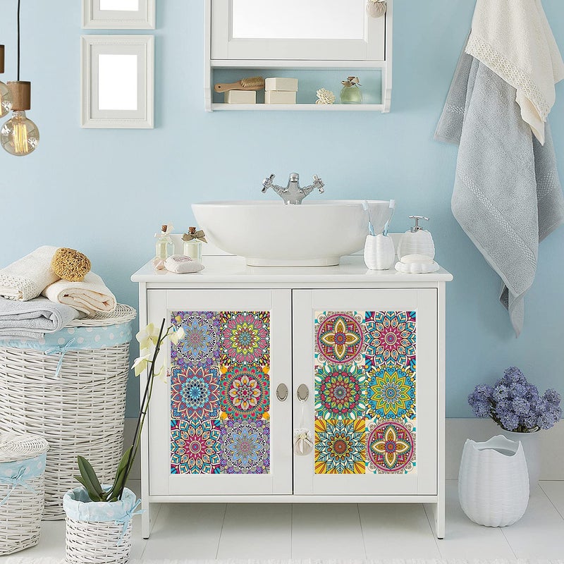 Jacklove 25 PCS Moroccan Style Tile Sticker  4x4 Inch(10x10cm) Traditional DIY Murals  Tile Waterproof Oil Proof Removable Decals for Bathroom & Kitchen Backsplash (MZ-2-195) - Image 5