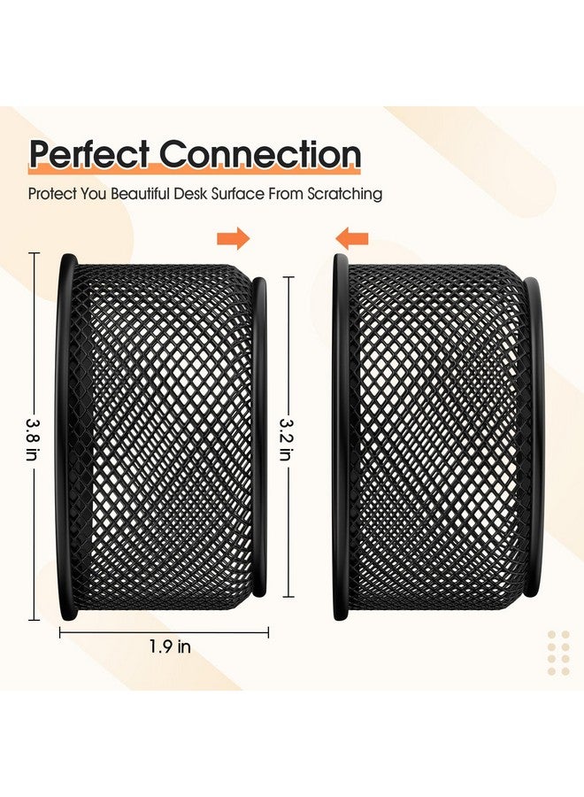 MaxGear Paper Clip Holder, Stackable Paper Clip Holder For Desk, 4 Pack Metal Mesh Paperclip Holders With Non-Slip Eva Pad, Paper Clip Organizer For Desk Office Binder Clip Holder, Black - Image 5