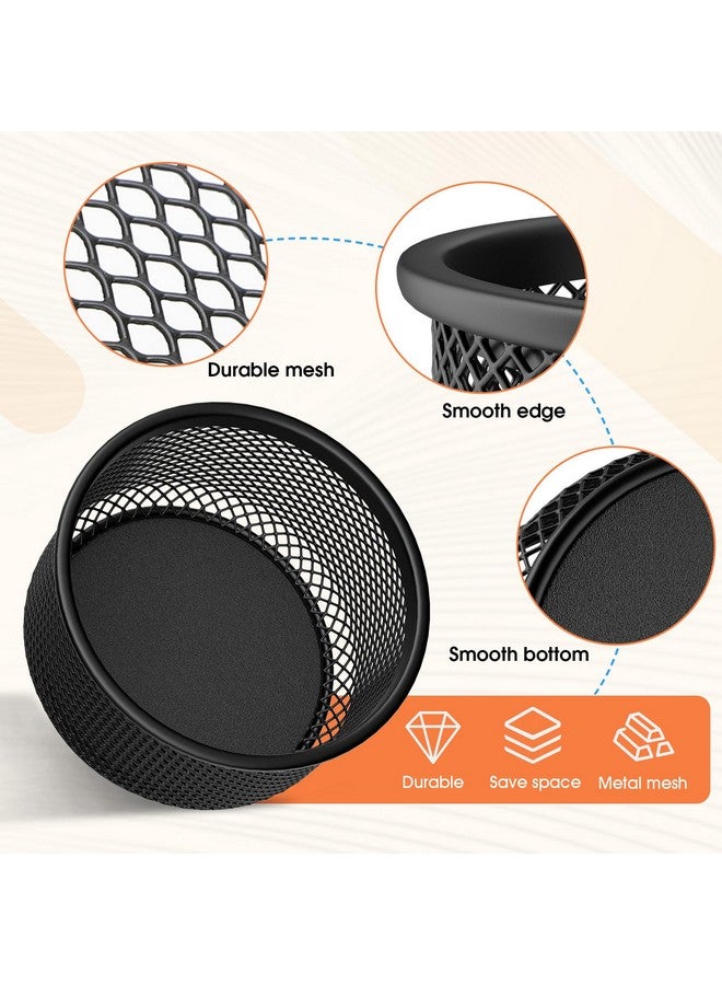 MaxGear Paper Clip Holder, Stackable Paper Clip Holder For Desk, 4 Pack Metal Mesh Paperclip Holders With Non-Slip Eva Pad, Paper Clip Organizer For Desk Office Binder Clip Holder, Black - Image 3