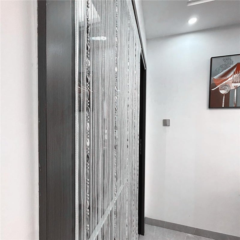 ave split 100cmX200cm Decorative Door String Curtain Beads Wall Panel Fringe Window Room Divider Blind for Wedding Coffee House Restaurant Parts Door Divider Beads Tassel Screen Decoration (white25) - Image 3