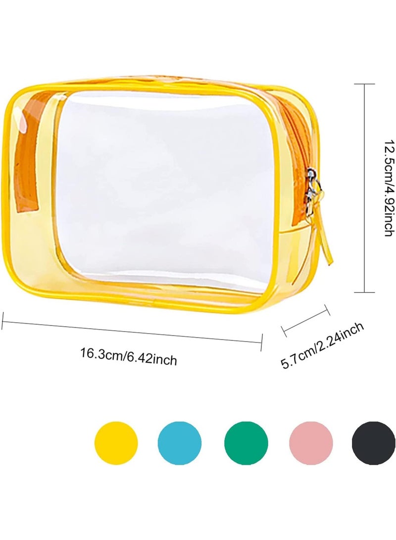 Waterproof Cosmetic Bags PVC Transparent Zippered Toiletry Bag with Handle Strap Portable Clear Makeup Bag Pouch for Bathroom, Vacation and Organizing 5 Pcs - Image 2