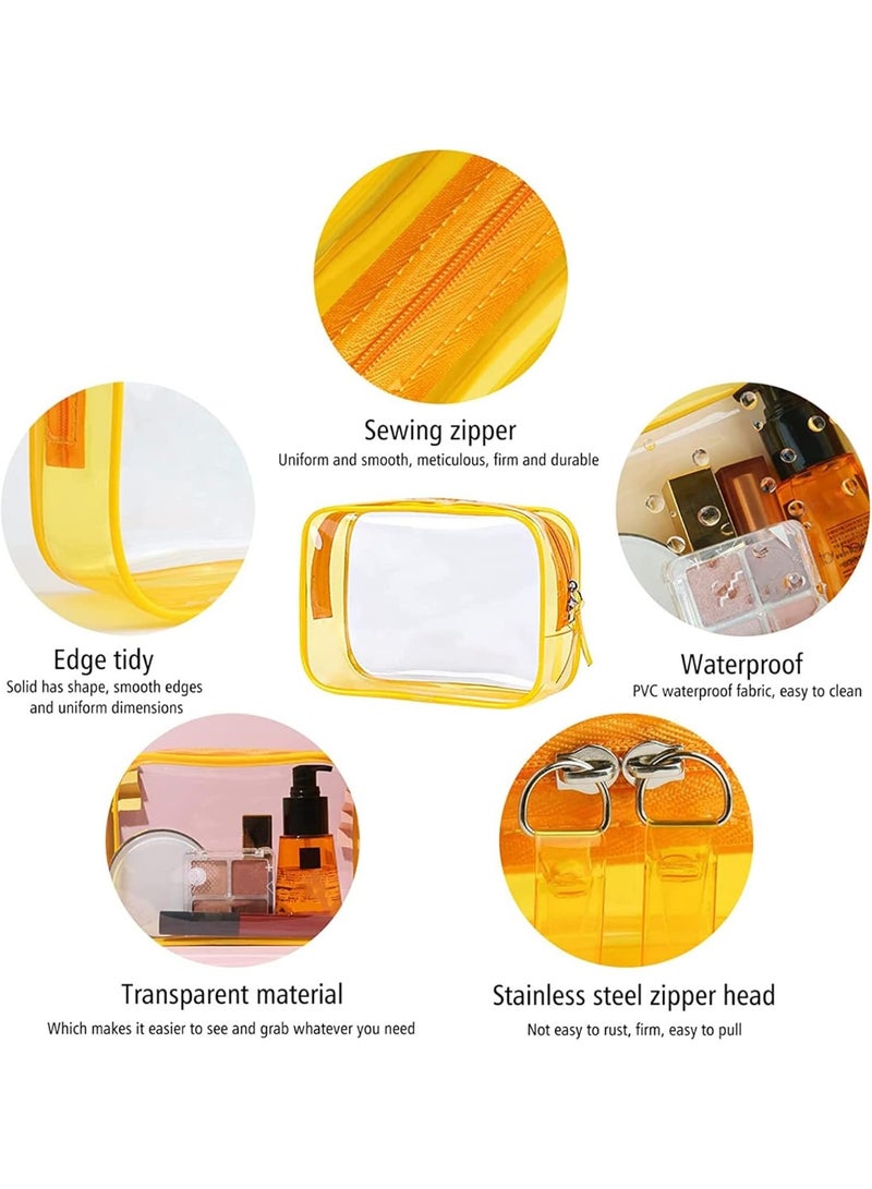 Waterproof Cosmetic Bags PVC Transparent Zippered Toiletry Bag with Handle Strap Portable Clear Makeup Bag Pouch for Bathroom, Vacation and Organizing 5 Pcs - Image 3