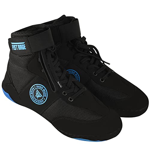 FISTRAGE FR FISTRAGE Wrestling Shoes Fighting Sports Master Training Mesh and Rubber Sole Unisex Pro Mens and Youth Genuine Boot Light Weight Combat Footwear for Adults BlueBlack 7 - Image 3
