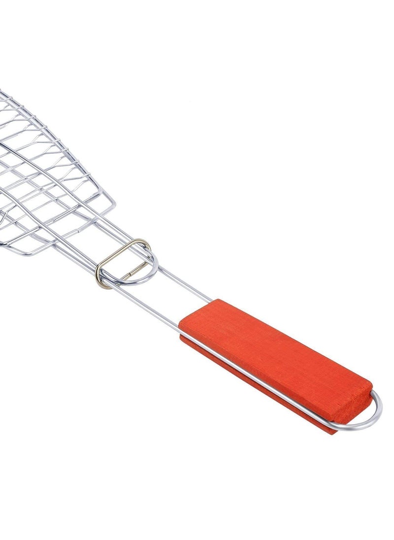 FYCAN FYCAN Roasting Fish Grilling Basket Vegetable With Folding Handle DIY Flexible Nonstick Outdoor Barbecue Tool Portable Chicken Burger Mesh BBQ with Wooden Handle  - Image 5