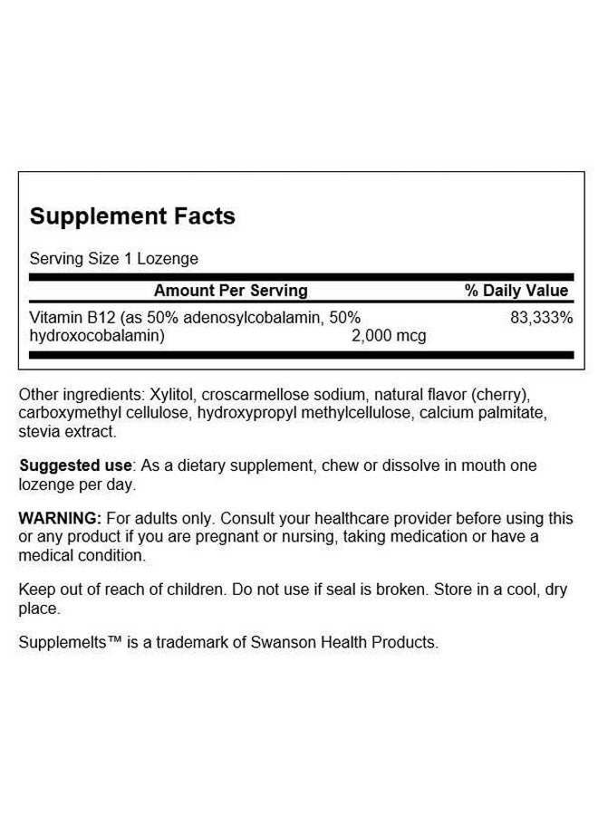 Swanson Supplemelts Sublingual Activated Vitamin B-12 60 Tabs - Image 2