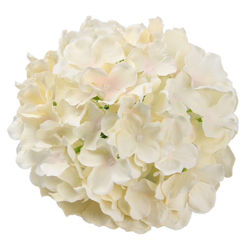 Flojery Silk Hydrangea Heads Artificial Flowers Heads with Stems for Home Wedding Decor,Pack of 10 (Champagne) - Image 2