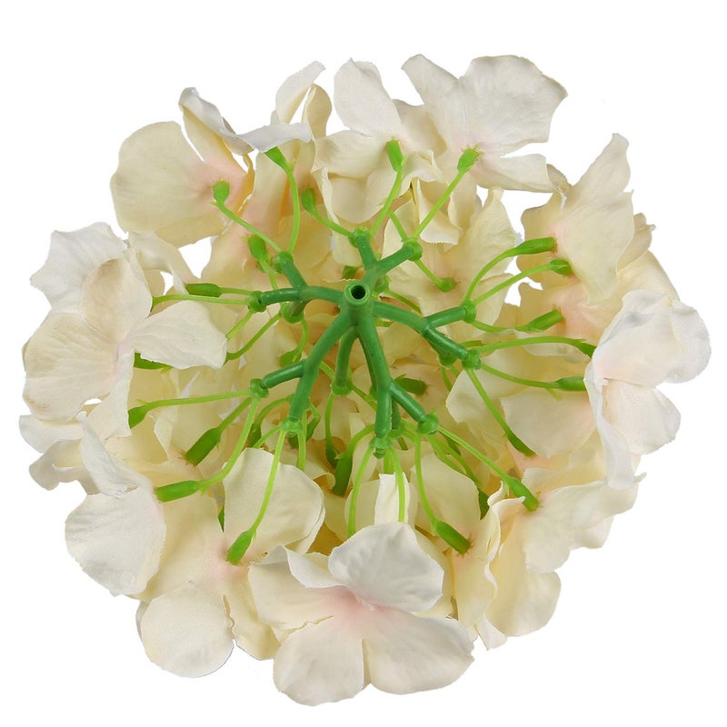 Flojery Silk Hydrangea Heads Artificial Flowers Heads with Stems for Home Wedding Decor,Pack of 10 (Champagne) - Image 3