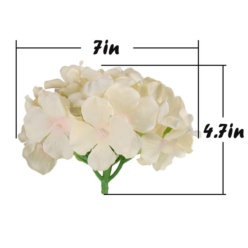 Flojery Silk Hydrangea Heads Artificial Flowers Heads with Stems for Home Wedding Decor,Pack of 10 (Champagne) - Image 4