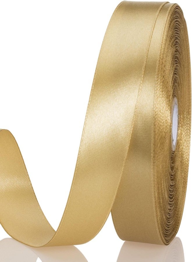 Delite Ribbons شريط ساتان متعدد الأغراض مزدوج الجوانب من ديلايت ريبونز بطول 18 متراً لتزيين الحفلات وبطاقات الدعوة وتغليف الهدايا والأعمال الحرفية والمشاريع (ذهبي شامبانيا، 0.5 بوصة) - Image 1