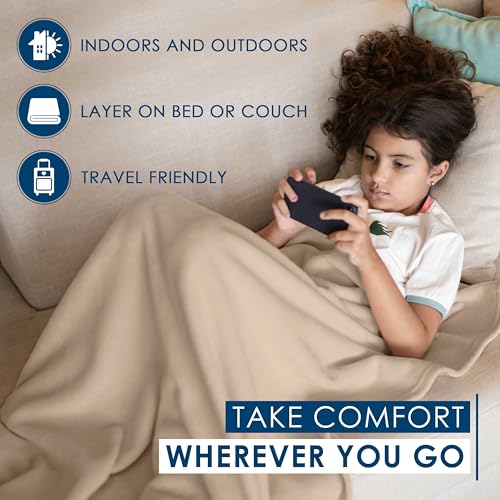 Martex Full/Queen Size Fleece Blanket | Comfy Supersoft Fleece Blanket Full Size – All-Season Light Weight Throw Blanket | Luxuriously Soft | Throw Blanket for Couch and Sofa | Machine Wash | Beige - Image 5