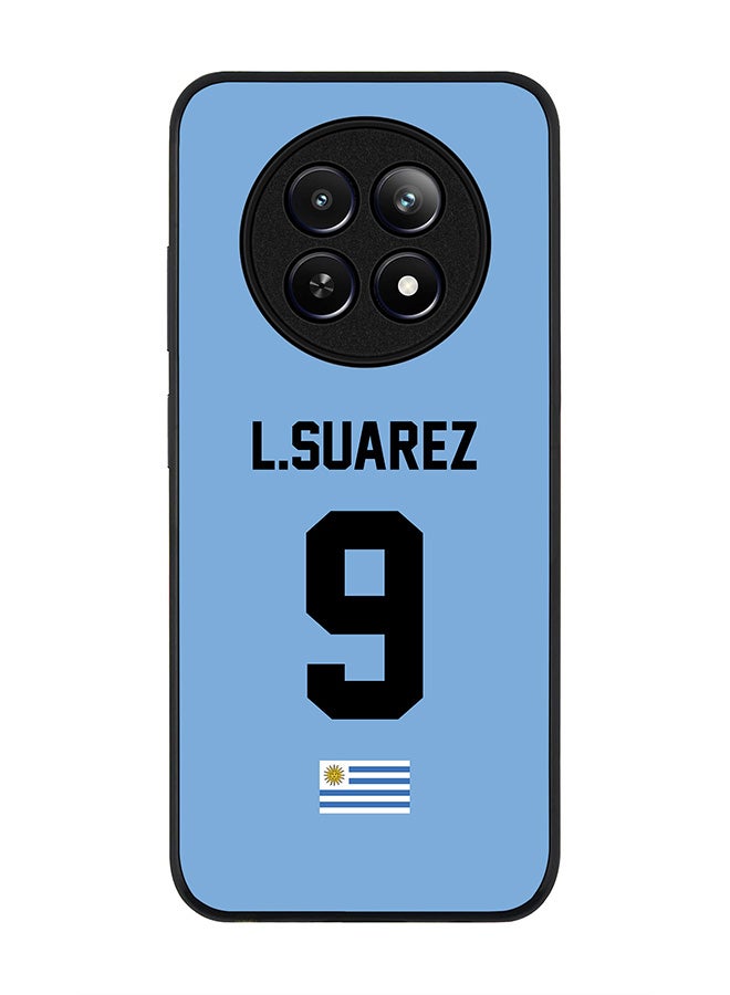 Stylizedd Rugged Black edge case for Realme 12 / Realme 12x, Slim fit Case Flexible TPU Gel Thin Cover - Football Team - Uruguay , Player Name - L.Suarez - Image 1