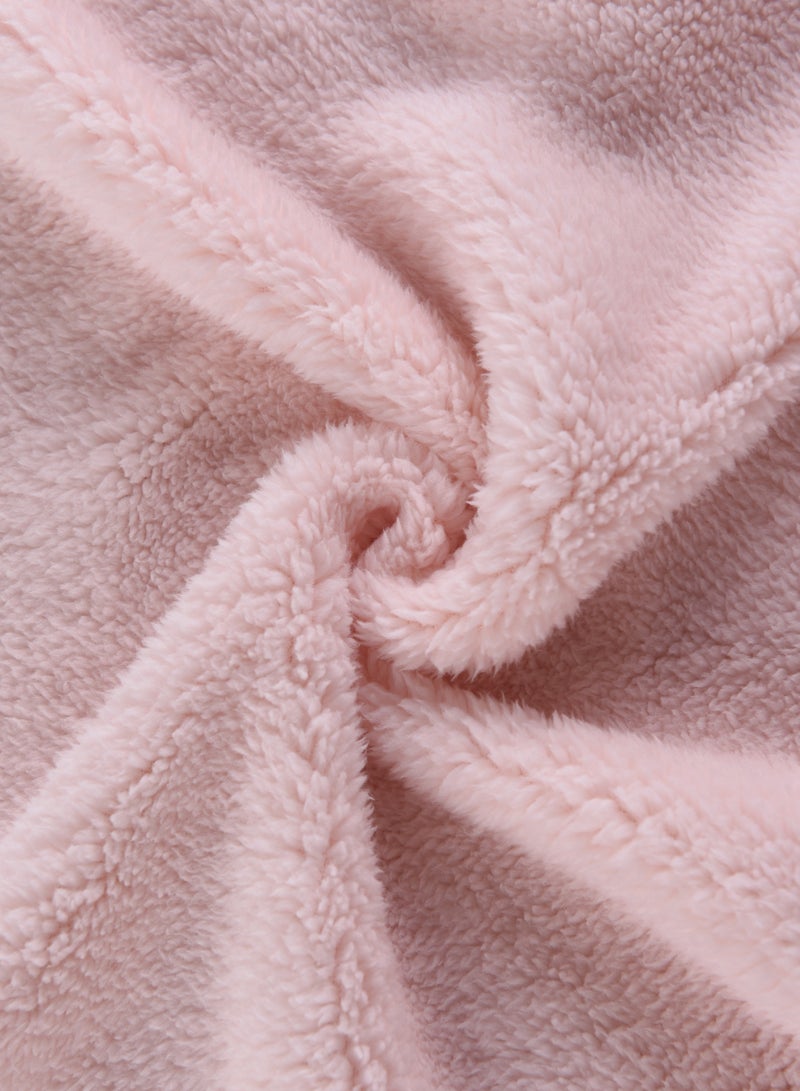 Noon East Lightweight Bathrobe - 240 Gsm 100% Polyester Soft Fuzzy Plush For Women - Cute Hood & Pocket - Solid Pink Color, M Size - Image 5