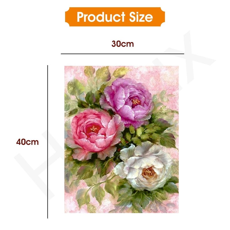 MATSON Enchanting Flower Rose 5D DIY Diamond Art Painting Kit Rhinestone Crystal Craft Canvas Painting Pictures for Children and Adults, Ideal for Home Wall Decor(Multicolor Pack of 1) - Image 2