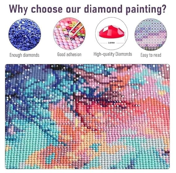 MATSON Enchanting Flower Rose 5D DIY Diamond Art Painting Kit Rhinestone Crystal Craft Canvas Painting Pictures for Children and Adults, Ideal for Home Wall Decor(Multicolor Pack of 1) - Image 3
