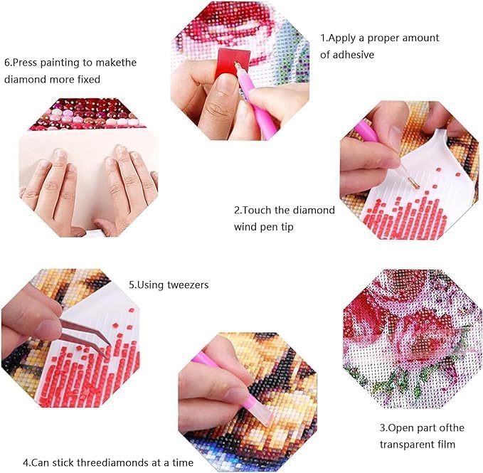 MATSON Enchanting Flower Rose 5D DIY Diamond Art Painting Kit Rhinestone Crystal Craft Canvas Painting Pictures for Children and Adults, Ideal for Home Wall Decor(Multicolor Pack of 1) - Image 5