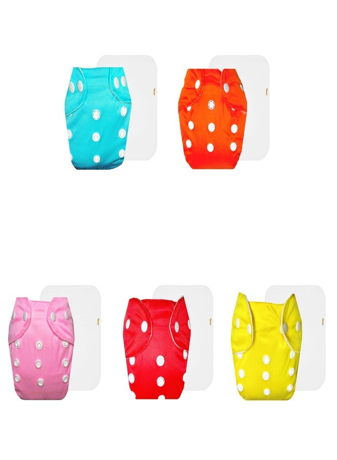 Dumbledo Lite Cloth Diaper with Cotton Insert (Pack of 5) | Soft & Gentle | 6-Layer Absorbent Pad | Easy to Clean | Ideal for Toddlers | 3 Months - 2 Years | Unisex Baby - Image 1