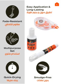 LAWAZIM Snail Multipurpose Quick Dry Correction Set - Fade-Resistant Kit with Precision Correction Pen, Bottle, and Tape for Office, School, Writing, Error Fixing, Revision, and Crafting  - Image 2