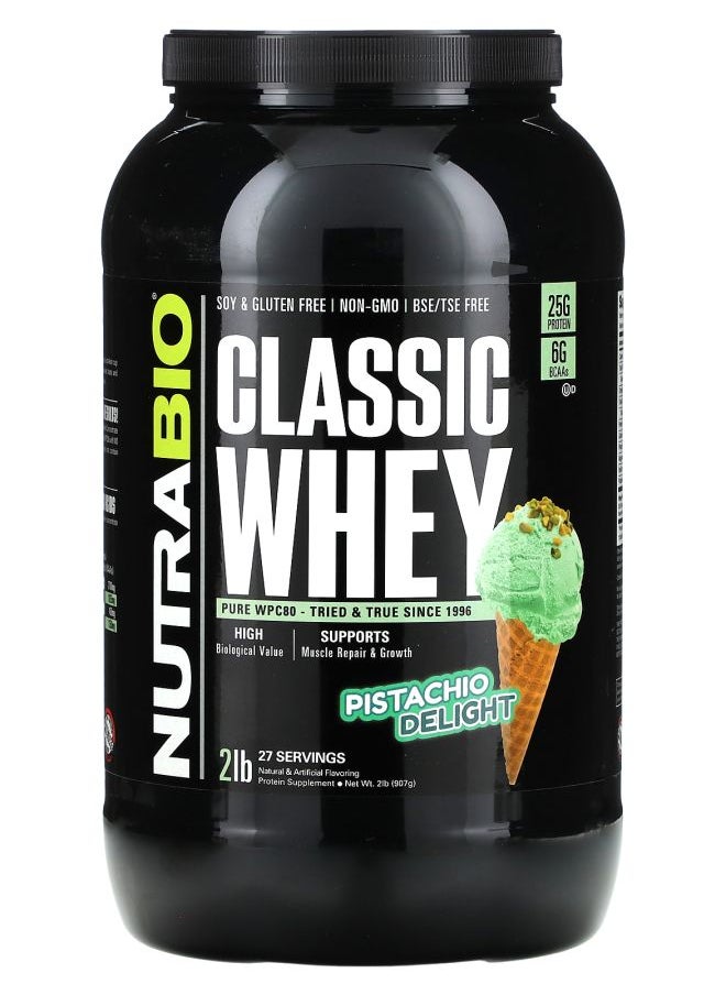 NutraBio Classic Whey Protein Pistachio Delight 2 lb (907 g) 