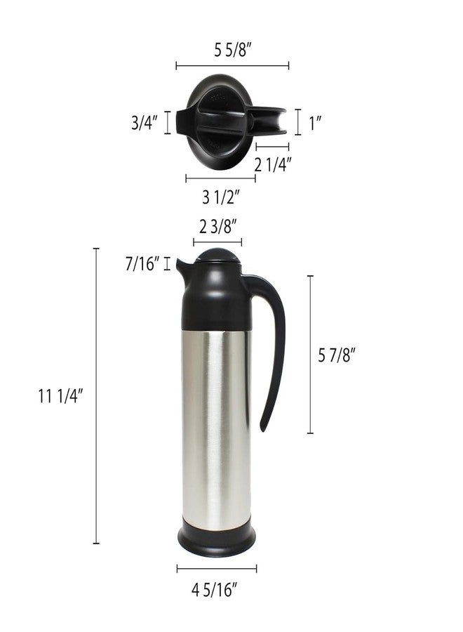TrueCraftware- 1.0 Liter Stainless Steel Carafe/Server Black Trim Double Wall Vacuum - Insulated Coffee Carafe Beverage Dispenser for Hot/Cold Water Party Chocolate Drinks - Image 5