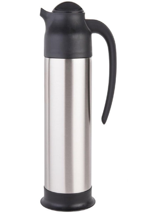 TrueCraftware- 1.0 Liter Stainless Steel Carafe/Server Black Trim Double Wall Vacuum - Insulated Coffee Carafe Beverage Dispenser for Hot/Cold Water Party Chocolate Drinks - Image 1