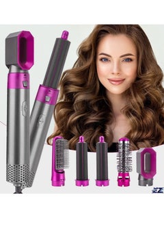 original Hair Styler Brush 5 in 1 Hot Air Volumizing Hair Styling Kit High Performance Brush Hair Dryer Hair Curler Brush For Ladies Effortless Styling  Purple