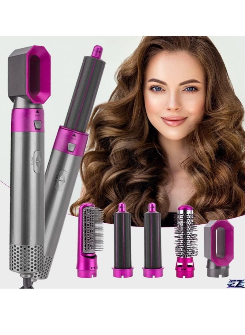 ELTRAZONE - original Hair Styler Brush 5 in 1 Hot Air Volumizing Hair Styling Kit High Performance Brush Hair Dryer Hair Curler Brush For Ladies Effortless Styling  Purple - Image 1
