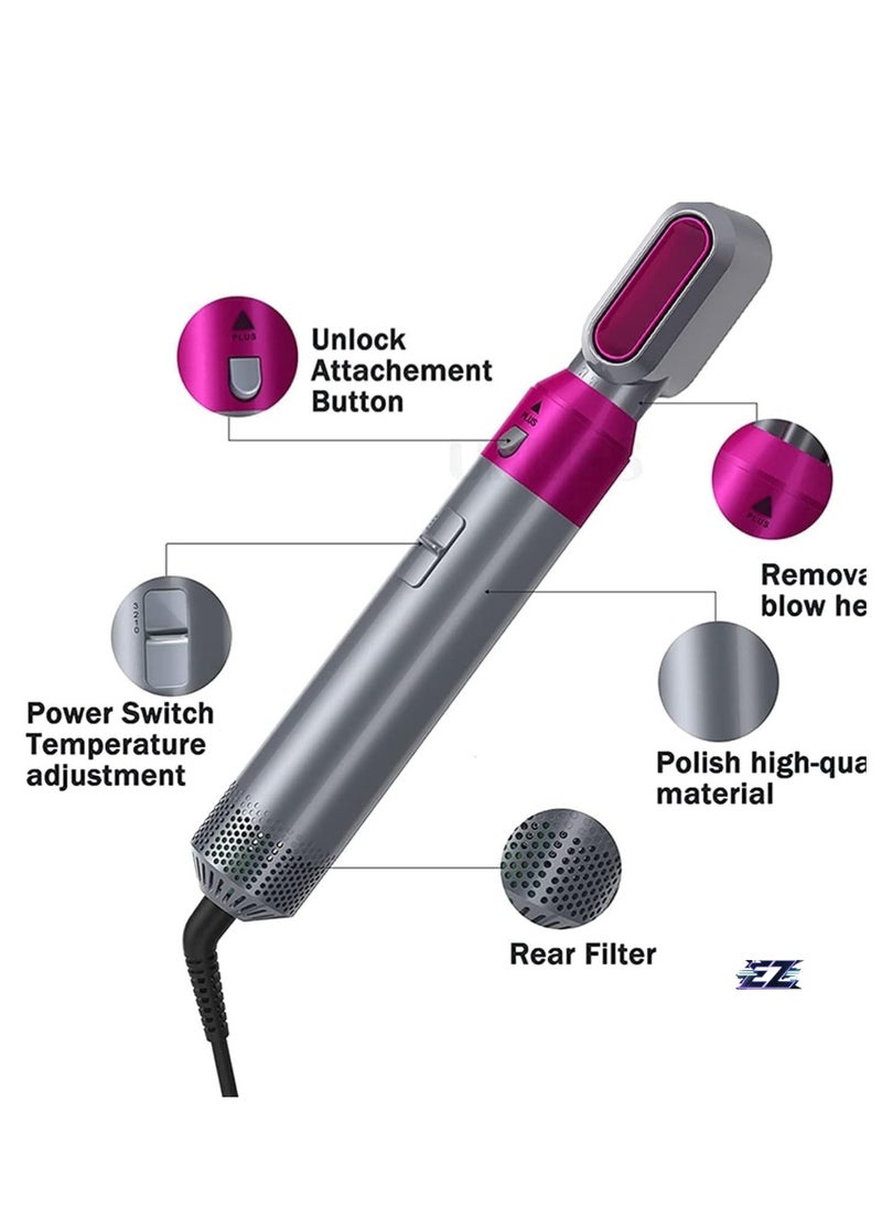 ELTRAZONE - original Hair Styler Brush 5 in 1 Hot Air Volumizing Hair Styling Kit High Performance Brush Hair Dryer Hair Curler Brush For Ladies Effortless Styling  Purple - Image 1