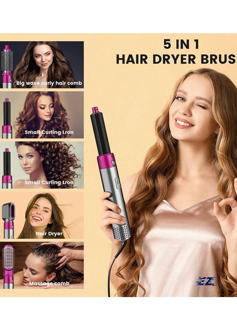 ELTRAZONE - original Hair Styler Brush 5 in 1 Hot Air Volumizing Hair Styling Kit High Performance Brush Hair Dryer Hair Curler Brush For Ladies Effortless Styling  Purple - Image 1