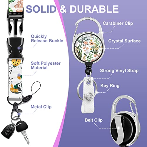Toykee ID Badge Holder with Lanyard and Retractable Badge Reel Clip, Aesthetic Blooming Flower Card Name Tag Lanyard Vertical ID Protector Bage Clips for Nurse Nursing Doctor Teacher Student - Image 4